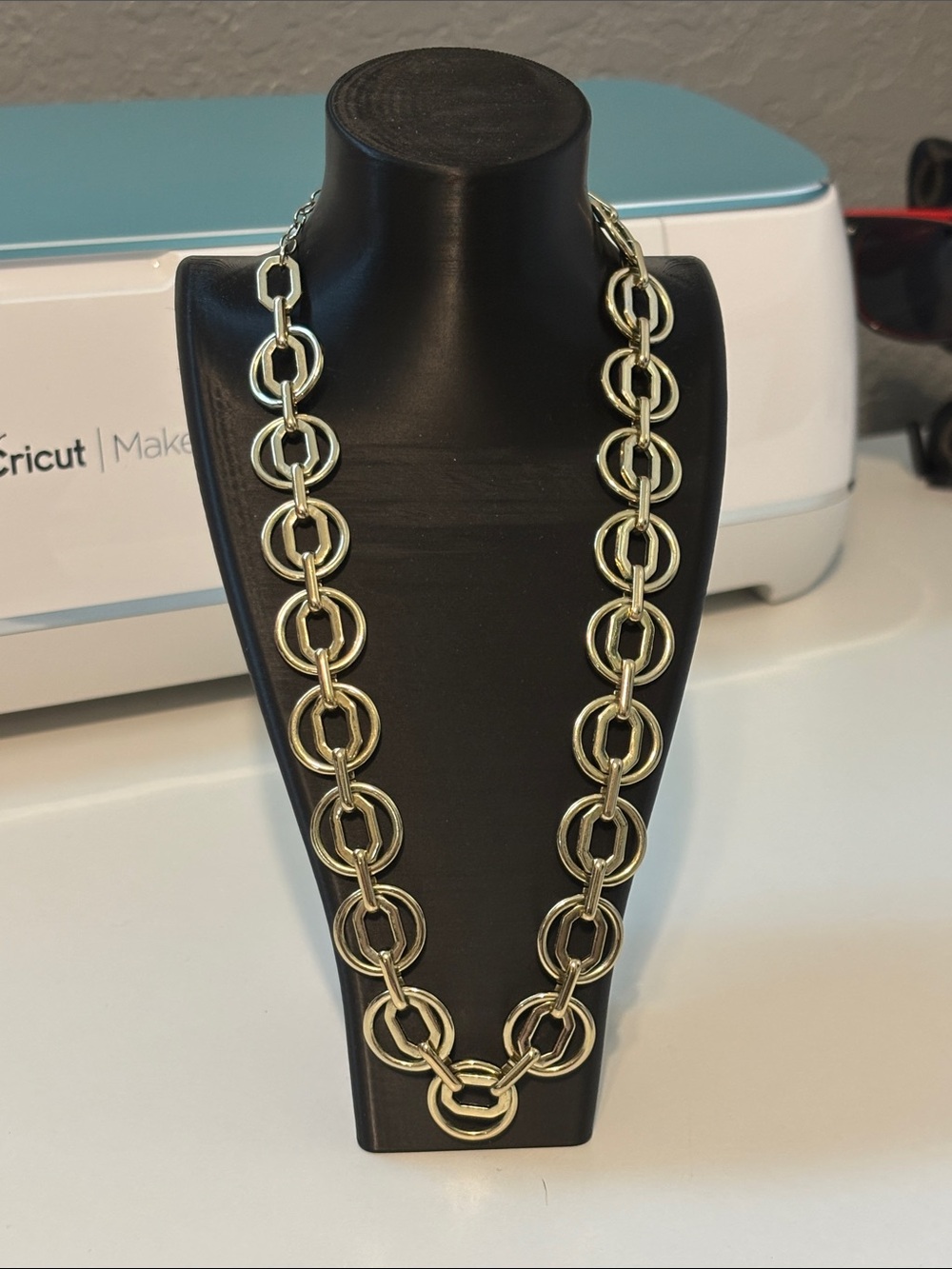 Anne Klein Gold Tone Interlocking Circle Link Necklace